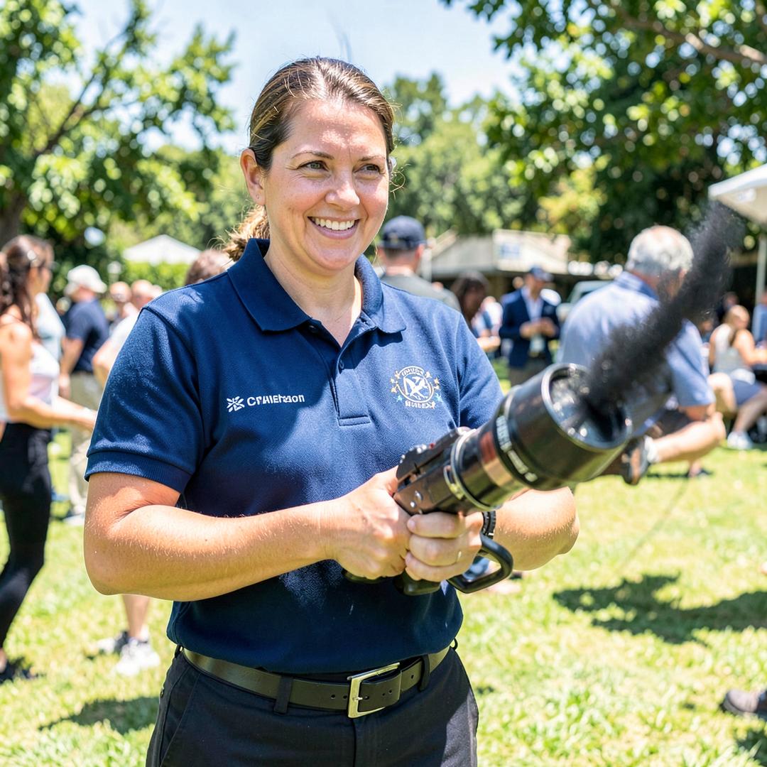 Trained attendant running the foam cannon